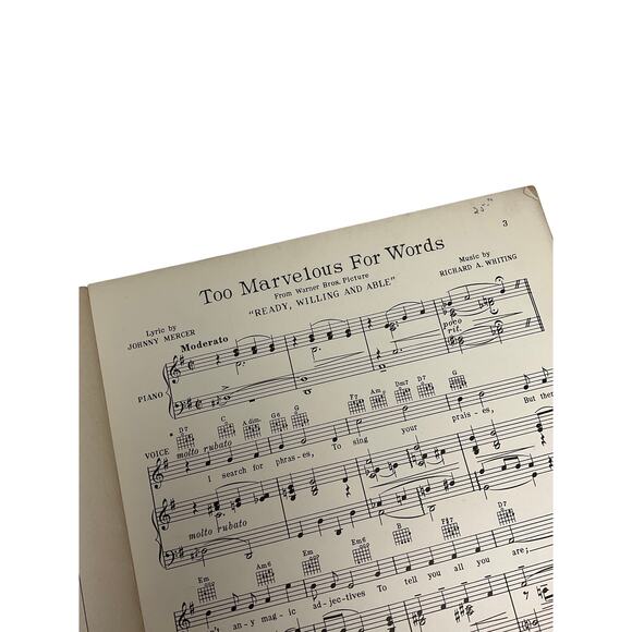 Two Marvelous For Words Sheet Music 1937 Ready Willing and Able Mercer Whiting - Picture 3 of 5